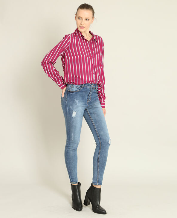 Chemise à rayures bordeaux - Pimkie
