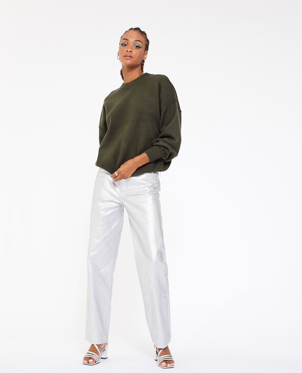 Pull col rond en maille compacte vert kaki - Pimkie