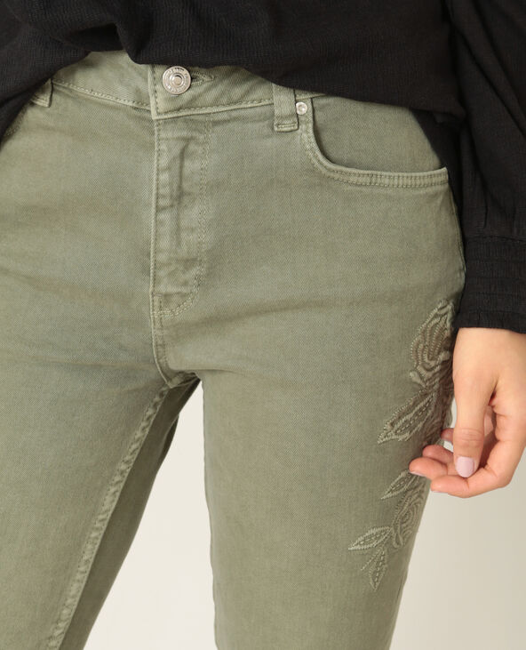 Pantalon skinny brodé vert de gris - Pimkie