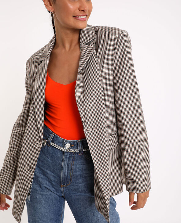 Blazer oversized imprimé beige - Pimkie
