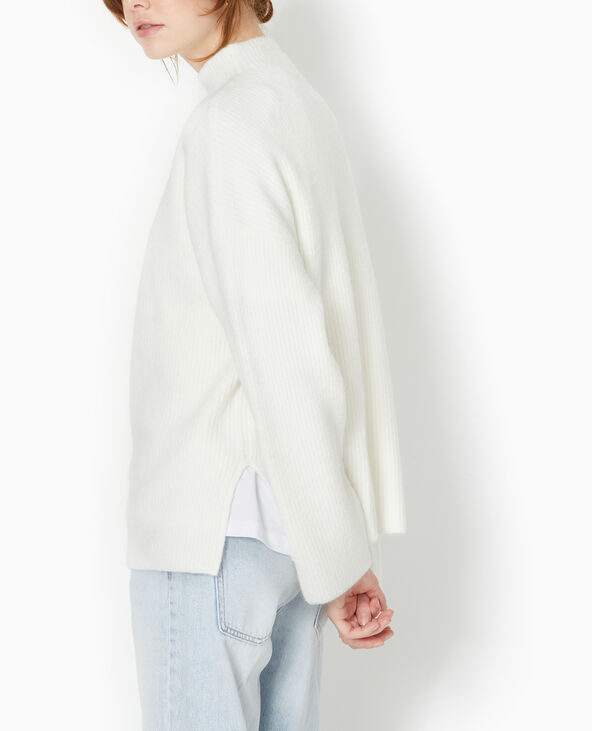 Pull col montant avec jeu de mailles blanc - Pimkie