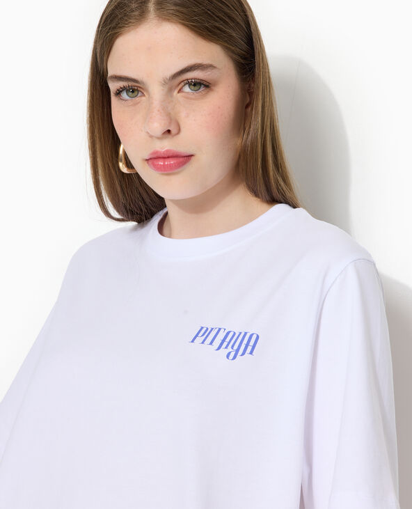 T-shirt oversize avec print poitrine et dos blanc - Pimkie