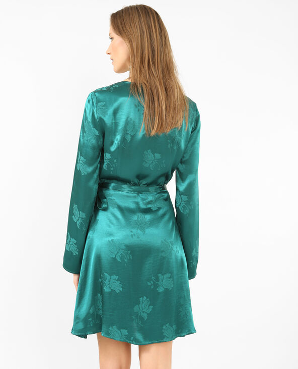 Robe portefeuille satinée vert foncé - Pimkie