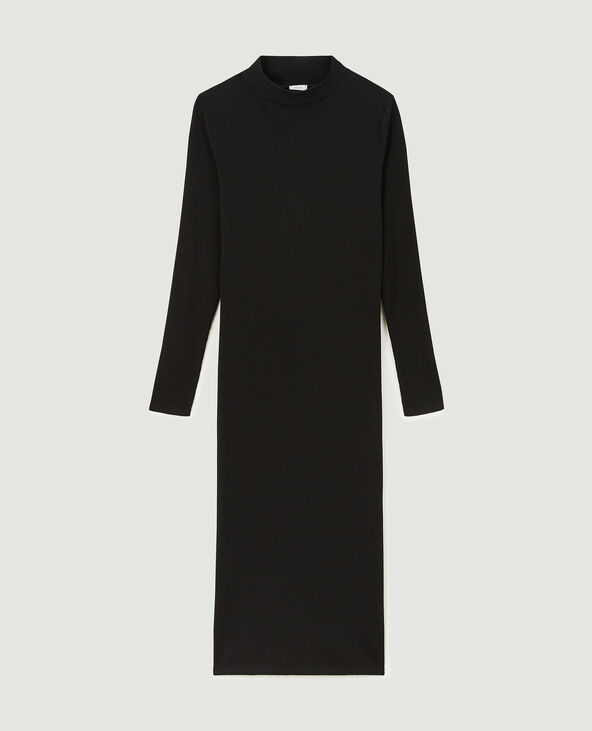 Robe midi moulante en maille côtelée noir - Pimkie