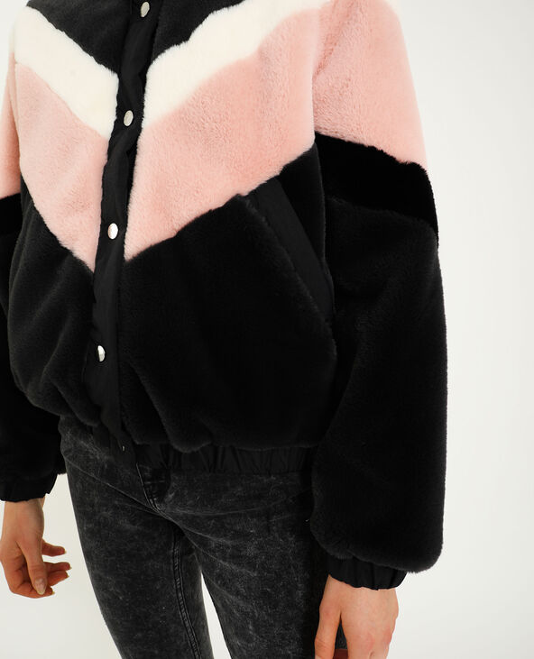 Blouson en fausse fourrure gris foncé - Pimkie