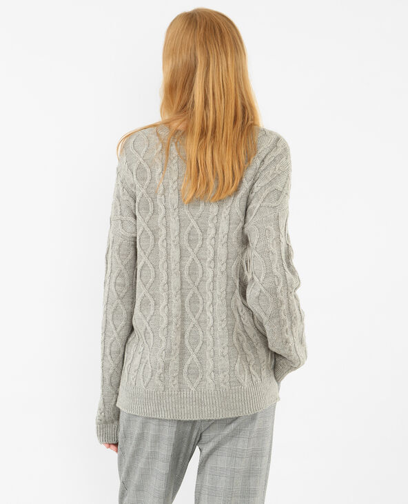 Pull torsadé gris chiné - Pimkie