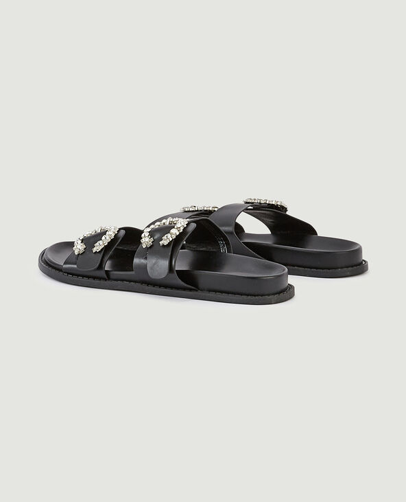 Mules à brides avec boucles bijoux noir - Pimkie