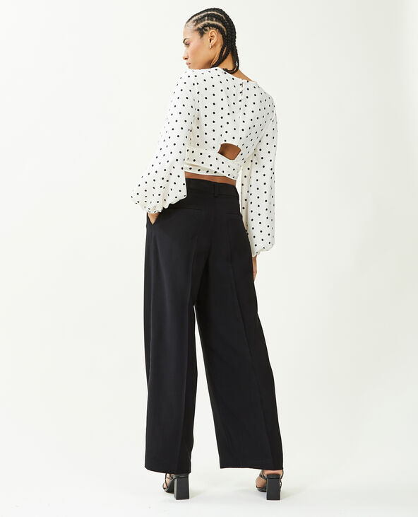 Pantalon large en toile fluide noir - Pimkie