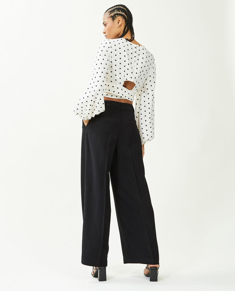 Pantalon large en toile fluide noir - Pimkie