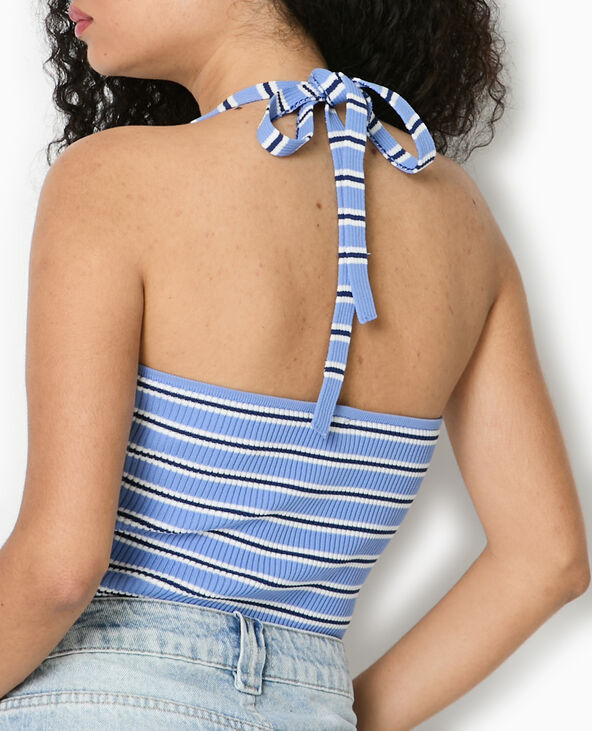 Dos-nu en maille tricot rayée bleu - Pimkie
