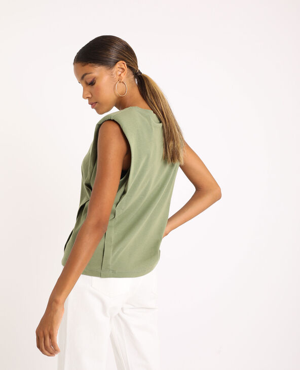 T-shirt à épaulettes vert de gris - Pimkie