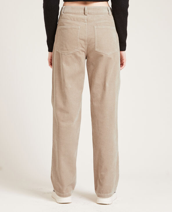Pantalon droit en velours côtelé taupe - Pimkie