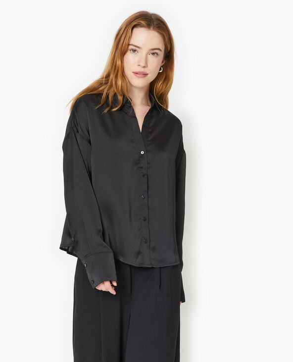Chemise en satin noir - Pimkie
