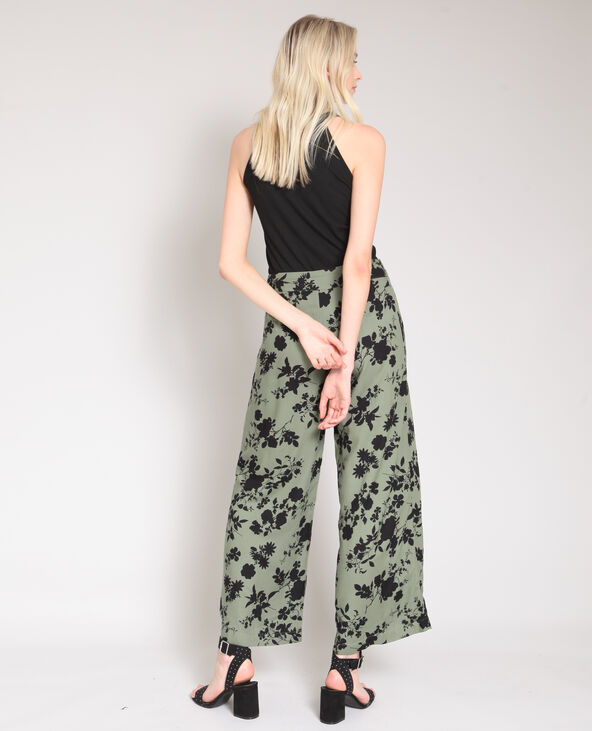 Pantalon large à fleurs vert de gris - Pimkie