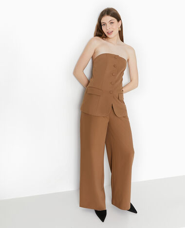 Top bustier boutonné marron - Pimkie