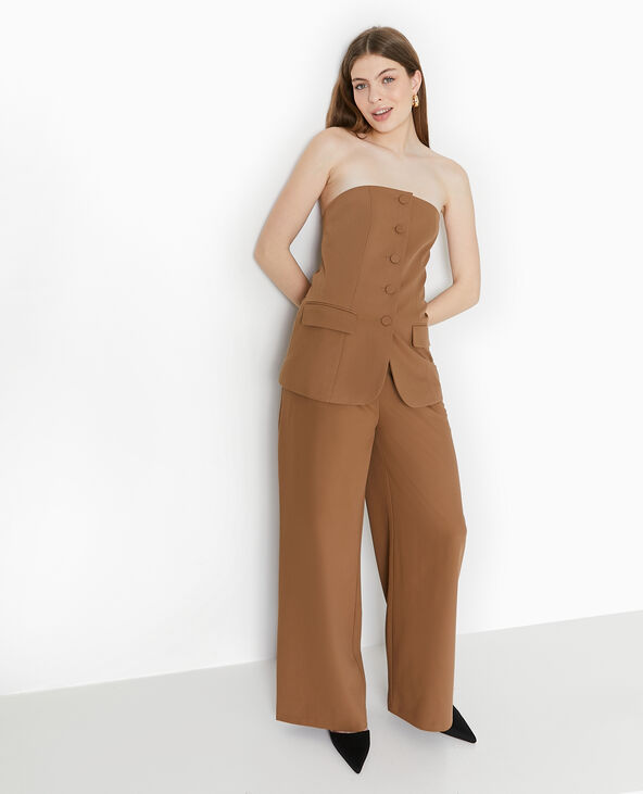 Top bustier boutonné marron - Pimkie
