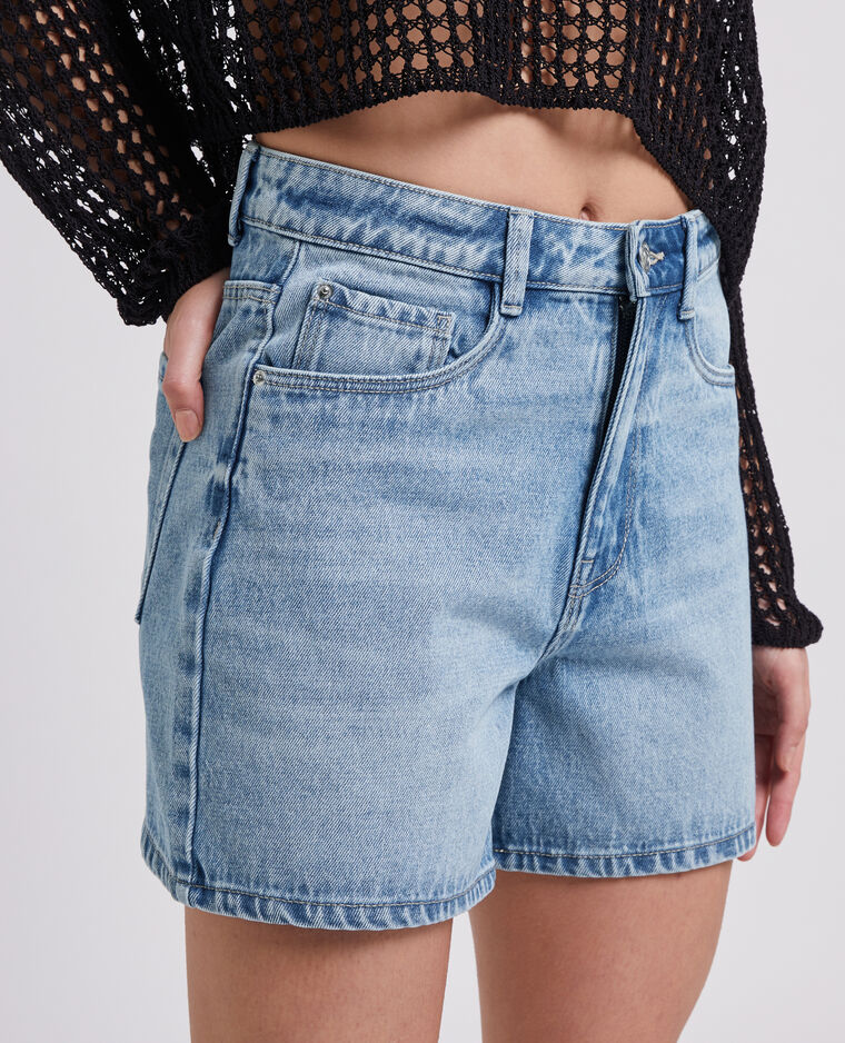 Short en jean taille haute bleu délavé - Pimkie