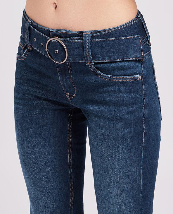 Jean flare taille basse avec ceinture bleu marine - Pimkie