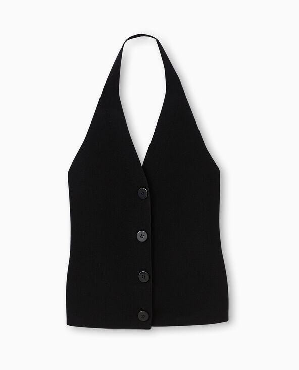 Top boutonné dos-nu noir - Pimkie