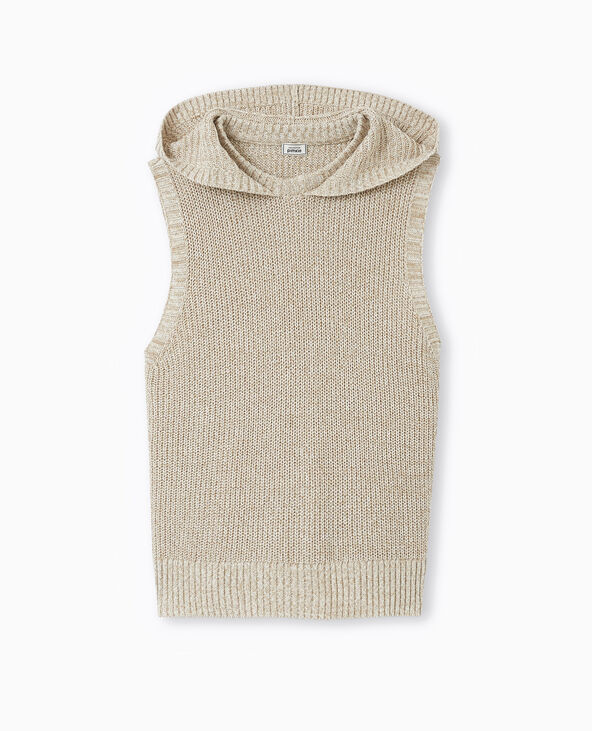 Pull sans manches avec capuche beige - Pimkie