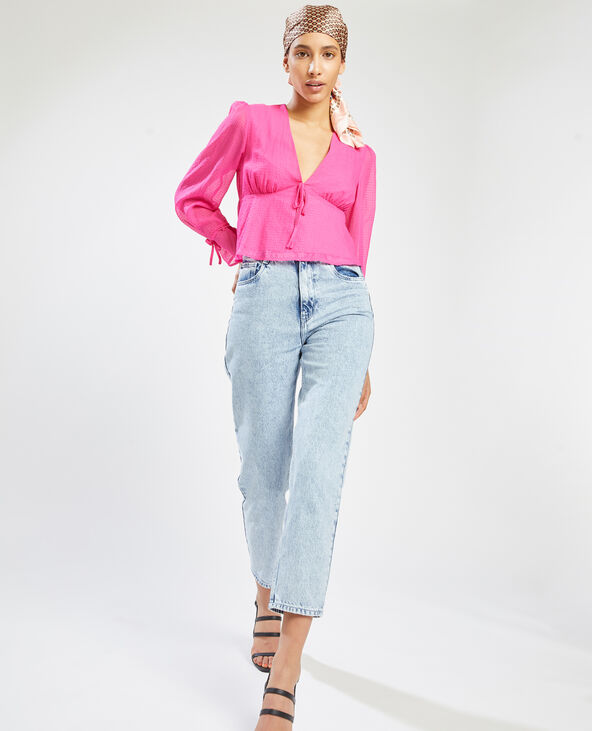 Blouse encolure V rose fuchsia - Pimkie