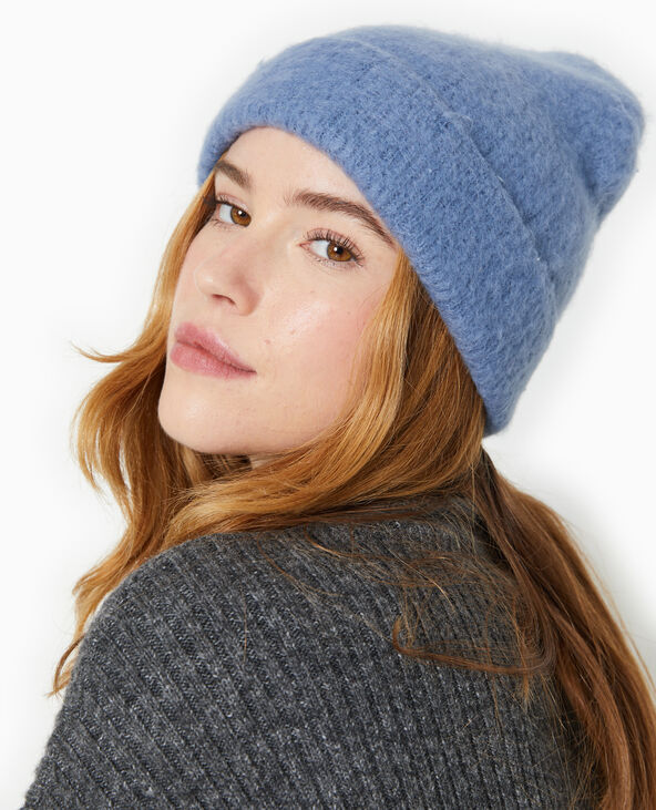 Bonnet en maille ultra douce bleu - Pimkie