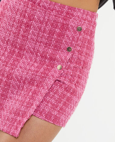 Jupe-short asymétrique en tweed rose - Pimkie