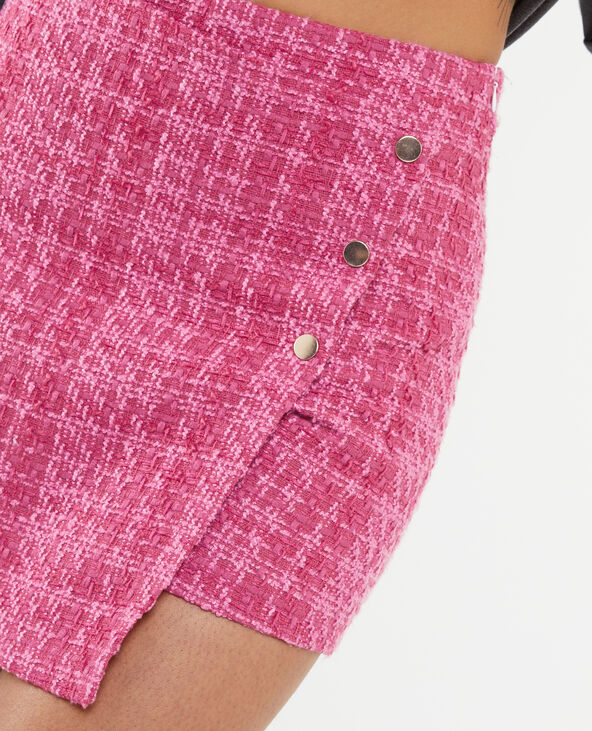 Jupe-short asymétrique en tweed rose - Pimkie