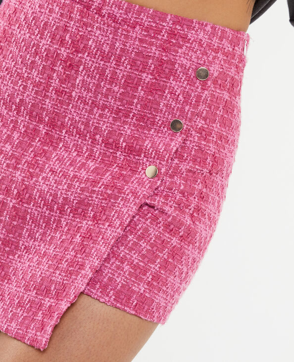 Jupe-short asymétrique en tweed rose - Pimkie