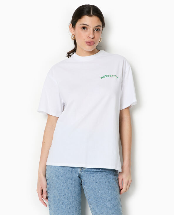 T-shirt oversize avec print devant et dos blanc - Pimkie