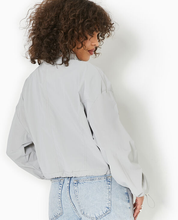 Veste coupe-vent courte avec liens et stoppeurs gris clair - Pimkie