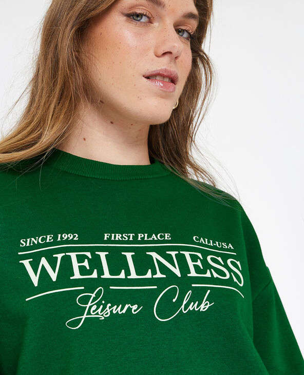 Sweat col rond imprimé vert - Pimkie
