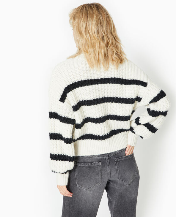 Pull grosse maille avec rayures blanc - Pimkie