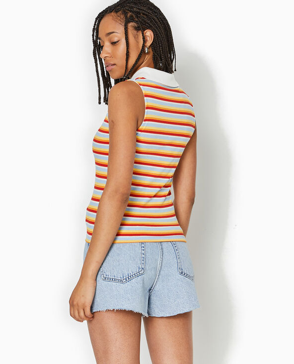 Top zippé sans manches avec col polo bleu - Pimkie
