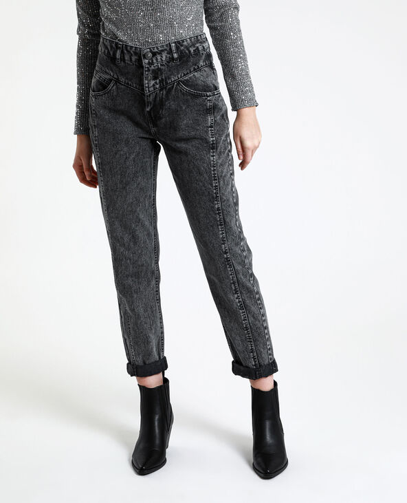 Jean mom sales noir délavé