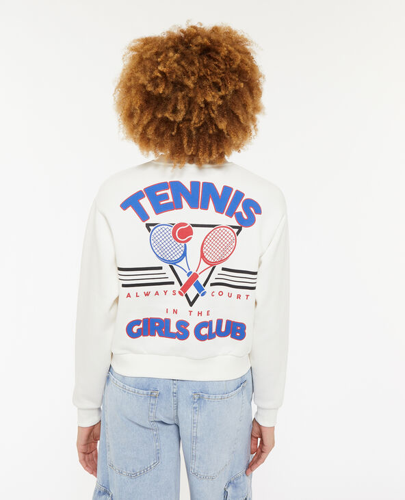 Sweat col rond avec print poitrine et dos blanc - Pimkie