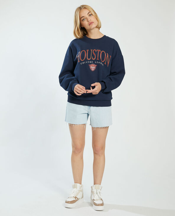 Sweat oversize Houston bleu marine - Pimkie