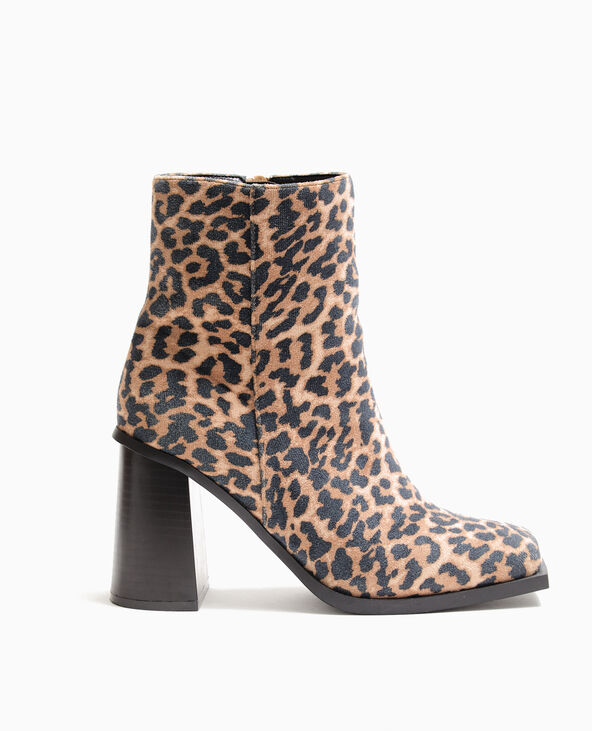 Boots à talons bouts carrés motif léopard beige - Pimkie