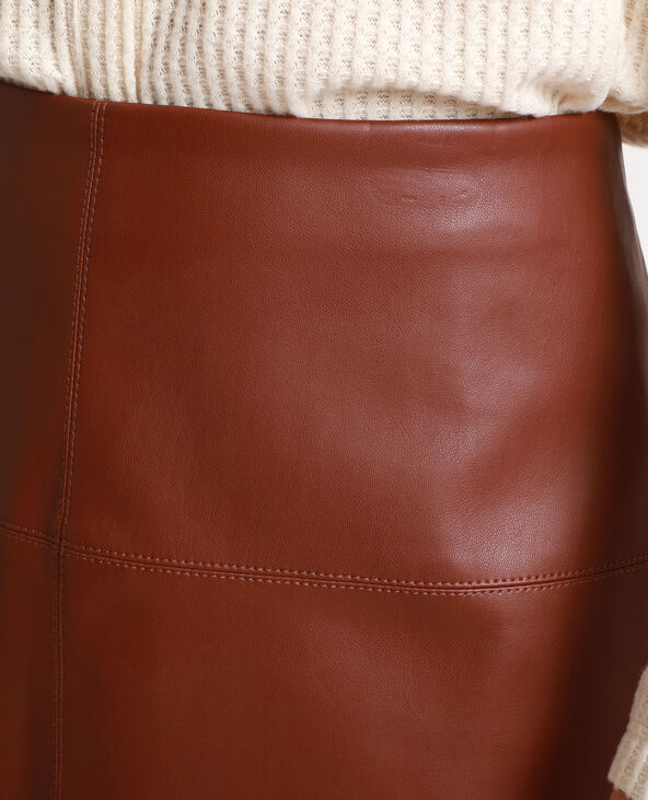 Jupe en faux cuir marron - Pimkie