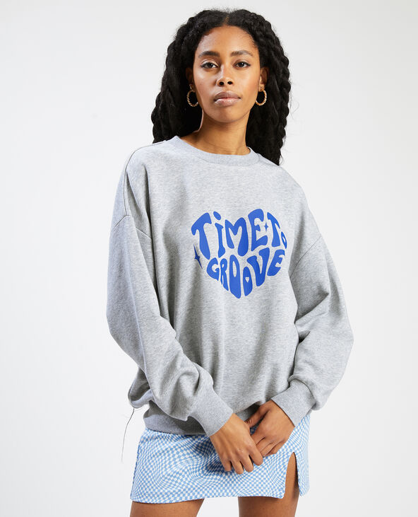Sweat col rond gris chiné - Pimkie