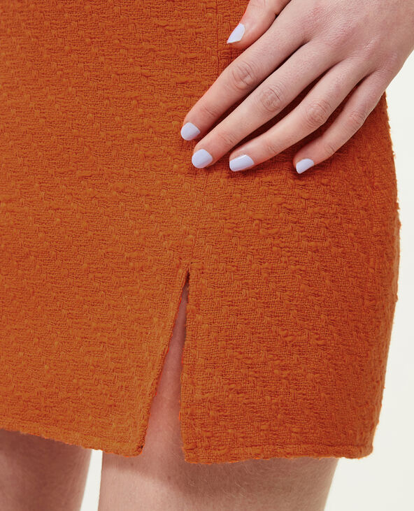 Jupe-short en tweed orange - Pimkie