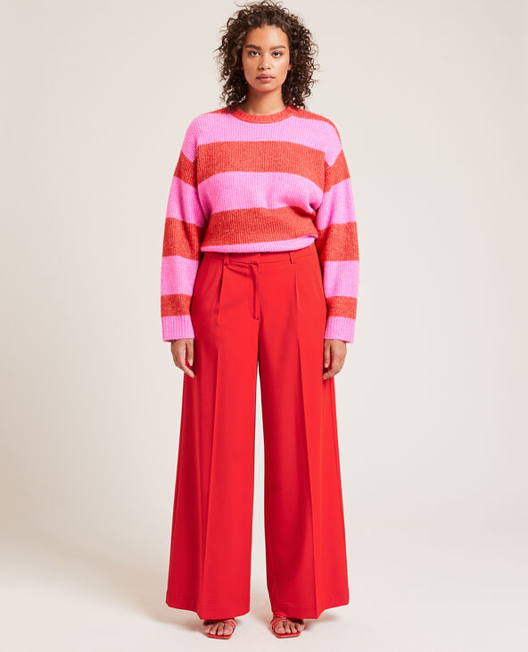 Pantalon large taille haute rouge - Pimkie