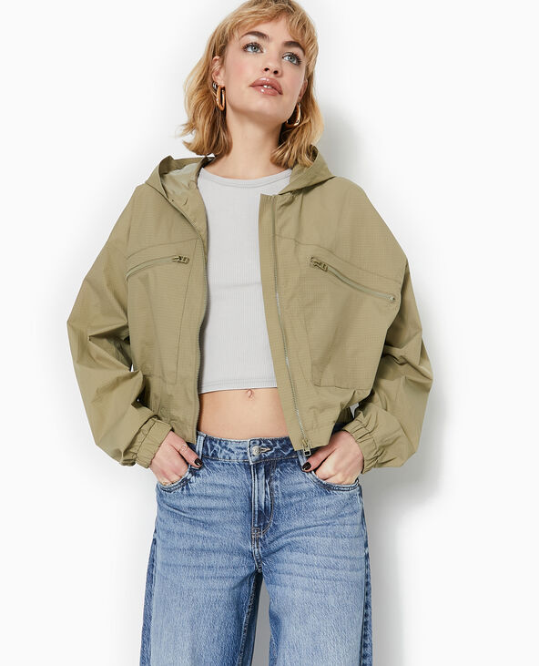 Blouson léger avec capuche vert kaki - Pimkie