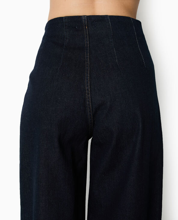 Jean wide taille haute avec pinces bleu - Pimkie