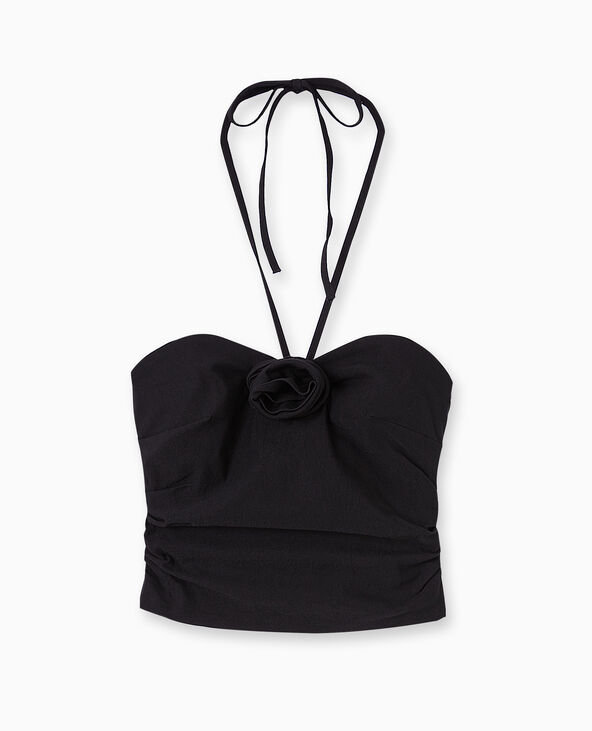 Top bustier avec fleur noir - Pimkie