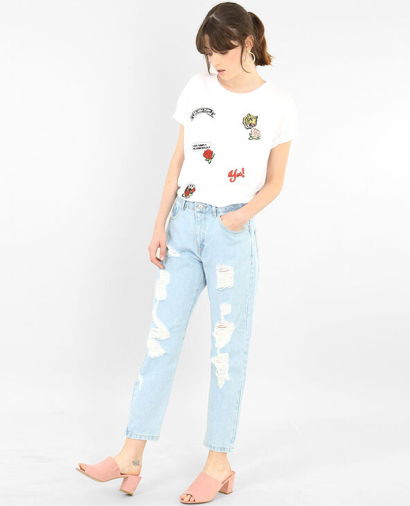 T-shirt à patchs blanc - Pimkie