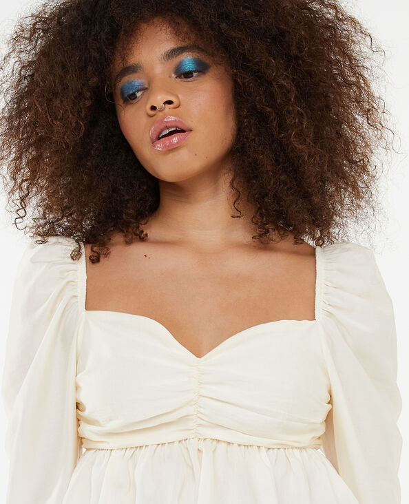 Blouse courte avec volants écru - Pimkie