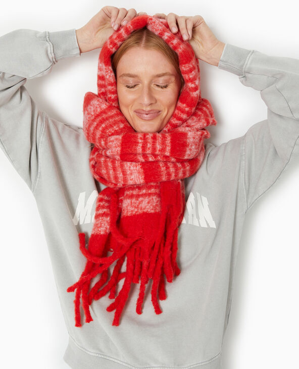 Echarpe en maille extra douce avec franges rouge - Pimkie