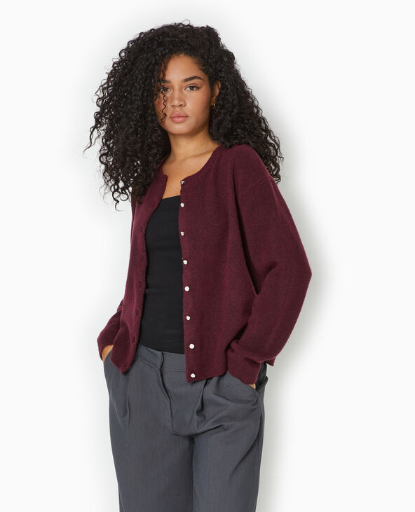 Gilet col rond avec boutons effet nacre violet - Pimkie