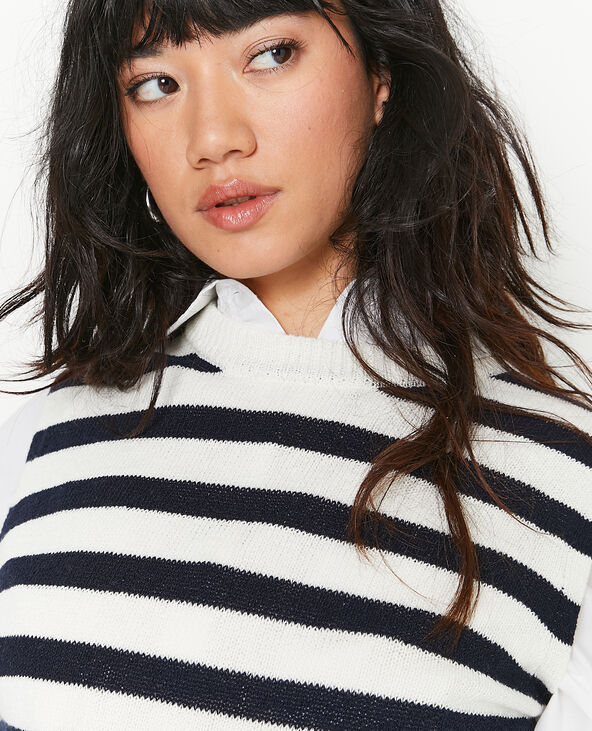 Pull sans manches rayé blanc - Pimkie